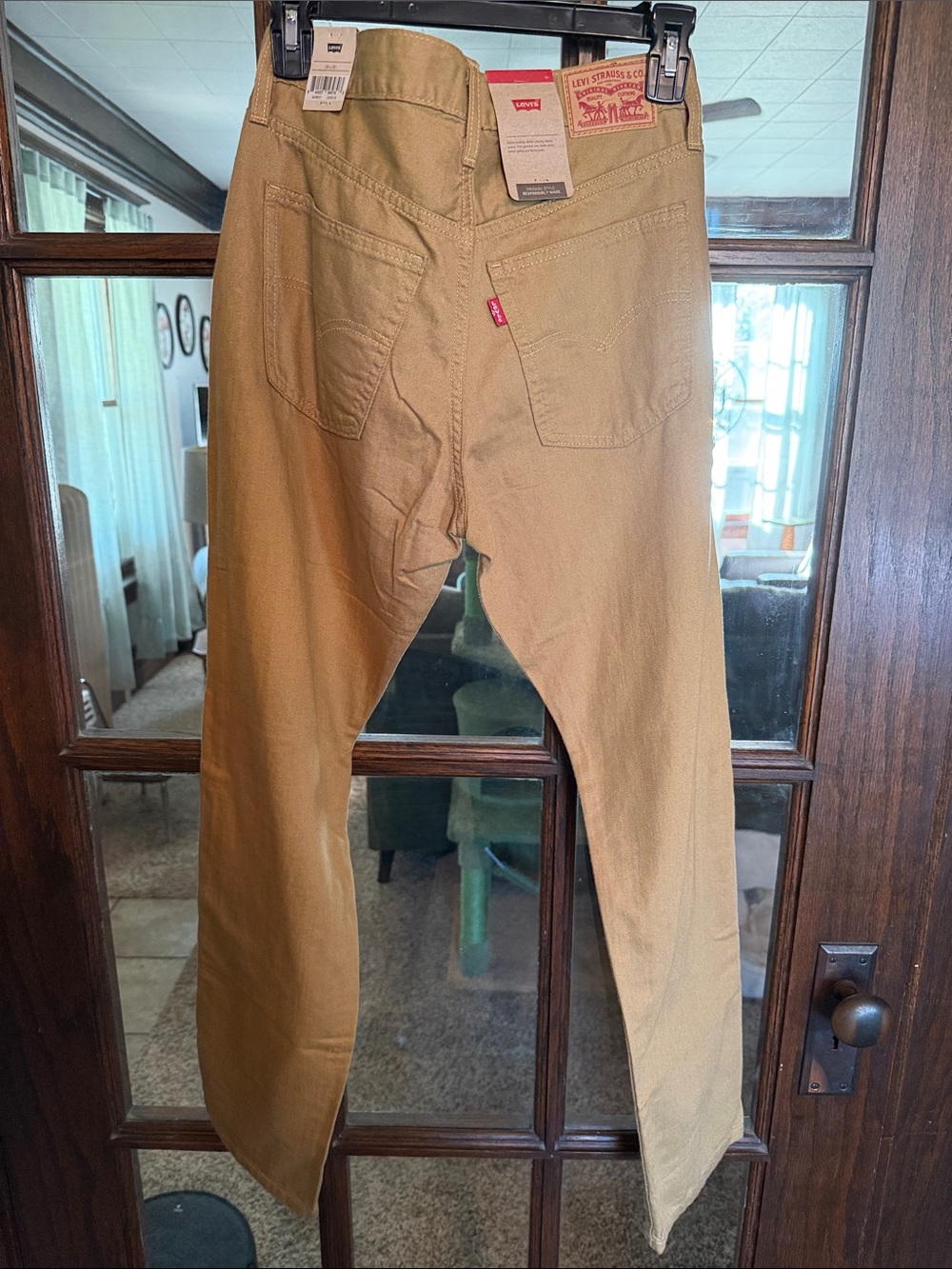 Levis‎ Middy Straight Pants Tan Khaki Mid Rise Straight Leg Womens 28x30 NEW